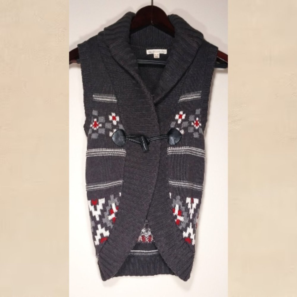 Eagles Eye Gray Sweater Vest Large 14 Single Peg Closure Cotton Blend Length 23"
